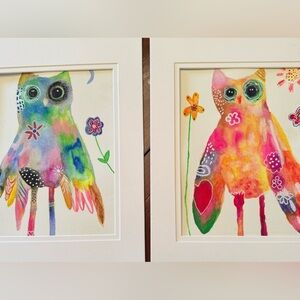 Original Paintings, vibrant Owl Art